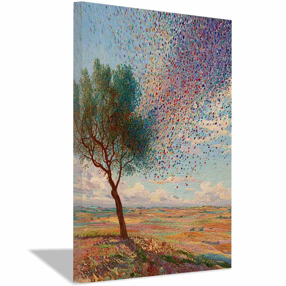 XENIOU Nature Wall Art Starry Glowing Tree canvas painting wall art, Living Room Bedroom Hallway Stairs Decoration.(Multicolor)-70x100cm Framed