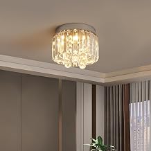 Crystal LED Ceiling Light Chandelier, Modern Semi Flush Mount Lighting Fixture Ceiling Lamp for Living Room, Dining Room, Bedroom, Kitchen Island, Entryway 7.87 * 5.9 Round Warm Light