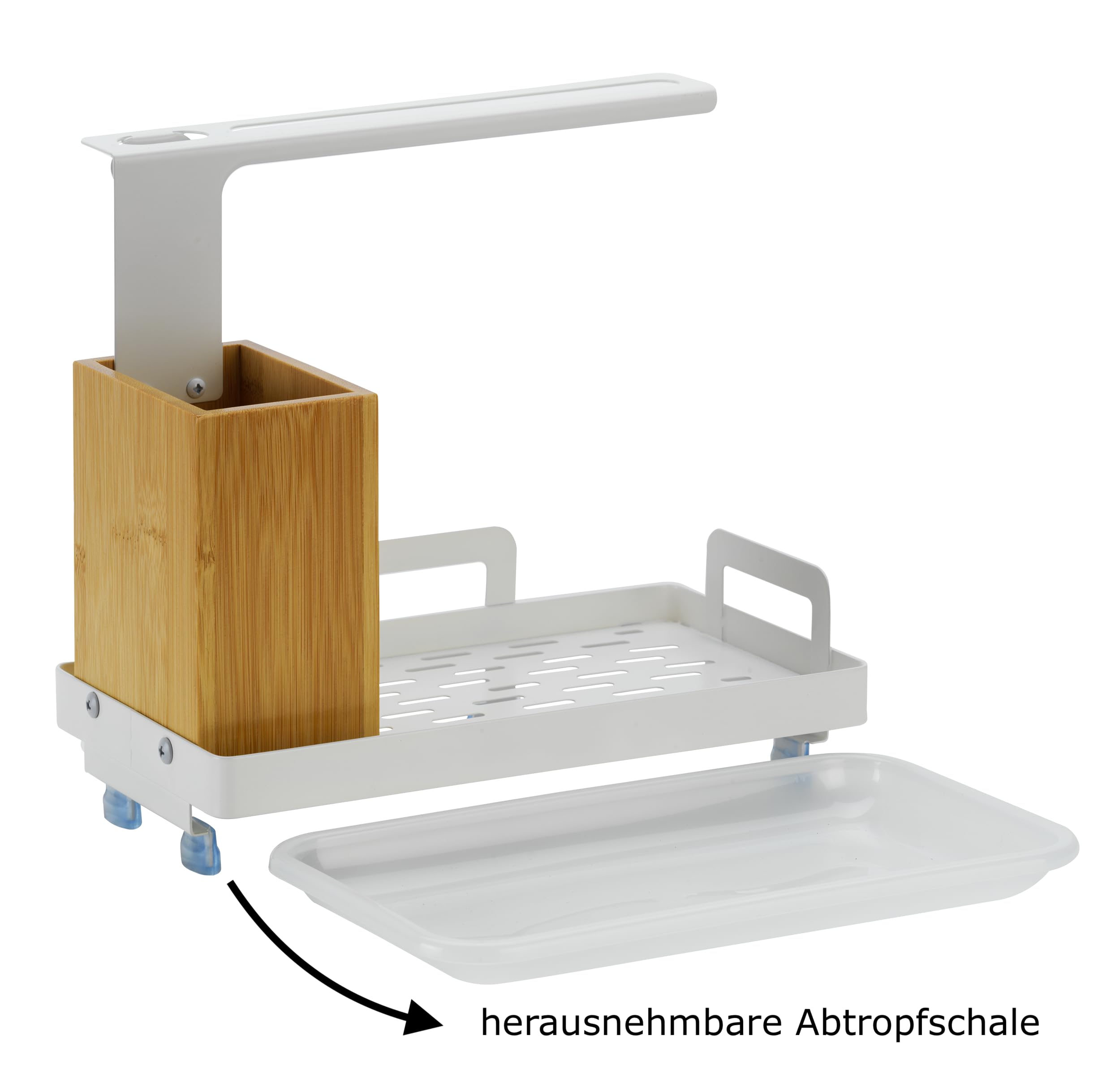 TILDAS Splbecken Organizer Edelstahl wei, Bambus FSC, Kchenorganizer,  Schwammhalter, Aufbewahrung fr Kchenutensilien Splmittel, Caddy,  Kitchen, deutsches Design : Amazon.de: Kche, Haushalt & Wohnen