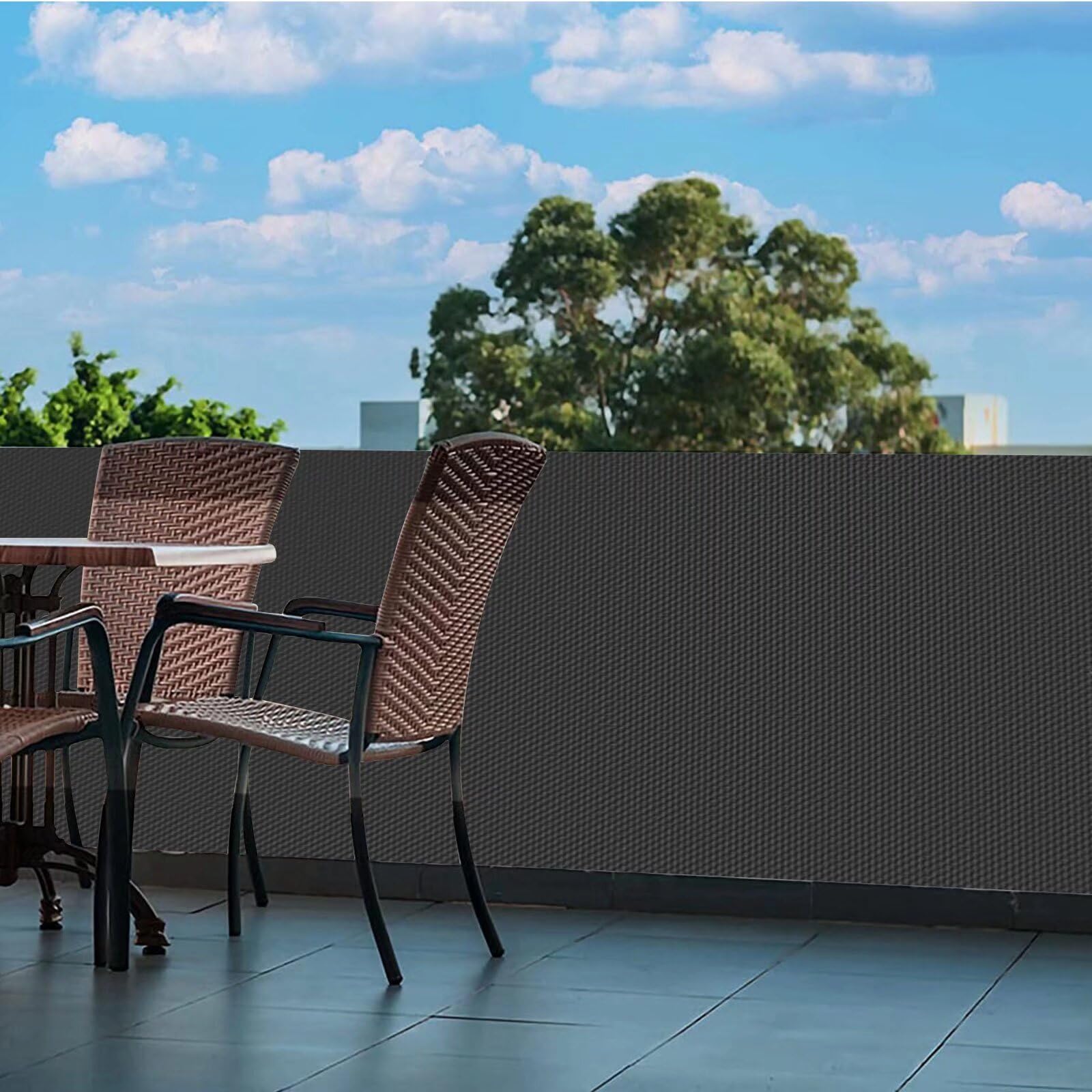 frangivisto Balcone ringhiera Telo frangivisto Balcone da Esterno Frangivento Oscurante Impermeabile Copri Privacy Balcone Telo ombreggiante per ringhiera Balcone Giardino 95x550cm Antracite