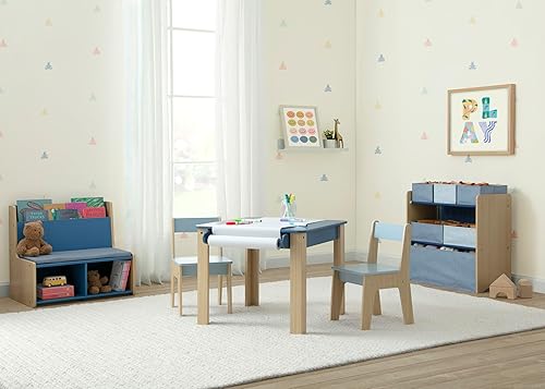Miniatura 2 de Delta Children - Juego de mesa y 2 sillas GapKids con soporte para rollo de papel - Certificado Greenguard Gold, azul índigo
