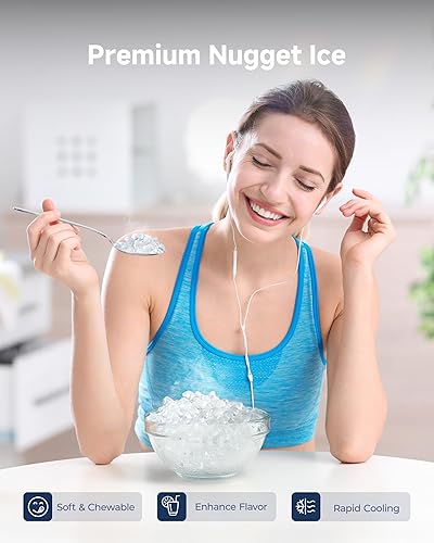 Miniatura 3 de Máquina de hielo comercial, máquina de hielo para debajo del mostrador, 66 librasdía, máquina de hielo independiente integrada con cestas de hielo