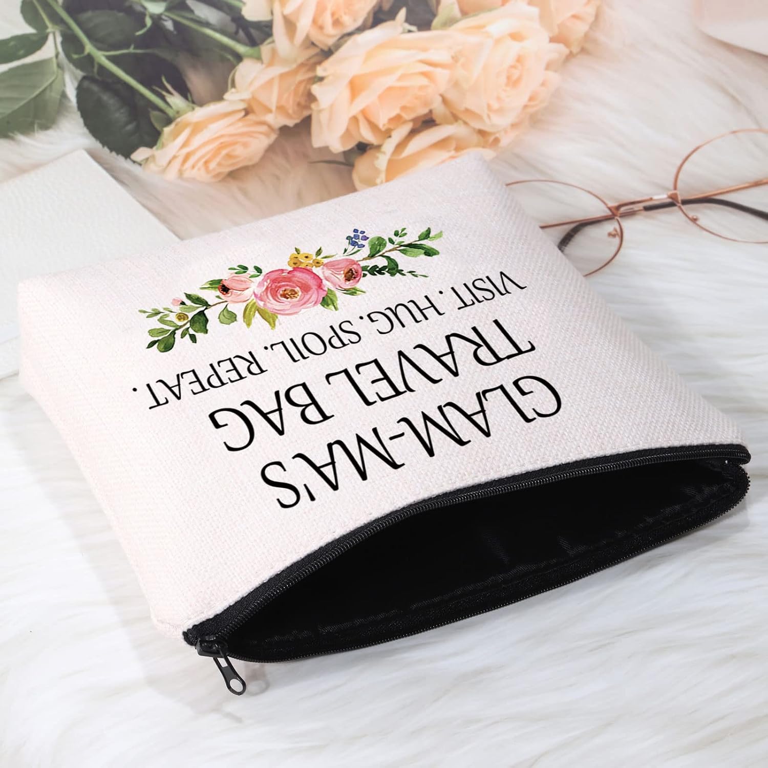 POFULL Glam-ma Gift Grandma Gift Glam-ma Birthday Christmas Gift Grandma Travel Bag Makeup Bag (Glam-ma Travel bag) image 5