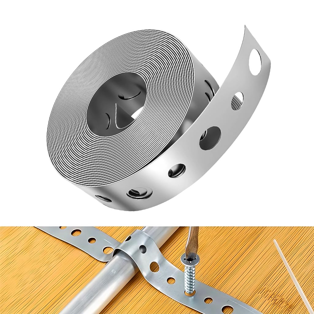 Serplex® Galvanized Steel Perforated Hanging Strip, Dual Size Pre-drilled Holes, 6.32mm & 4.76mm, Zinc-Plated Metal Mounting Strap for Pipe Support, Bracing, Hanging & DIY Installation, 300cm x 2 cm-image-23