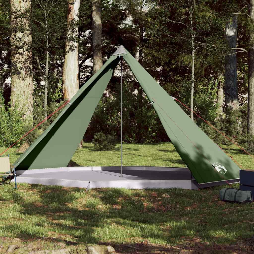 Tipi para 8 personas, verde, impermeable, a prueba de viento, con conector E para cable de extensión, ventilación, cremallera, ligera y portátil, tienda de camping