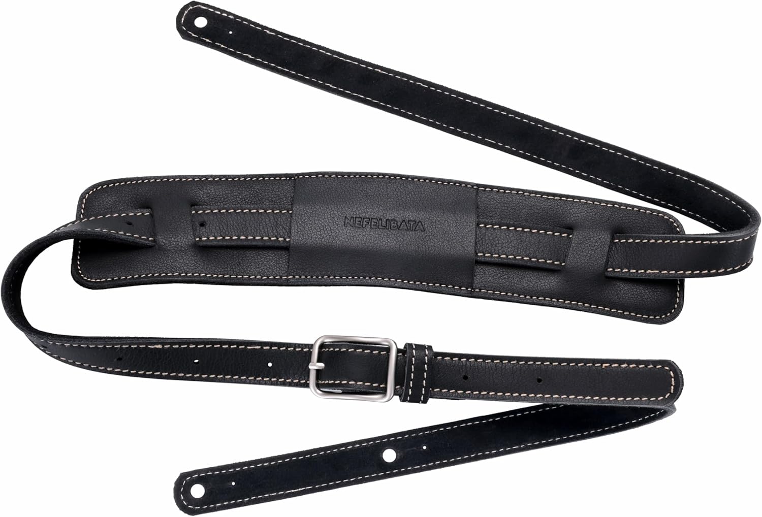 Nefelibata Guitar Strap/Bass Strap with Shoulder Pad and Bavarian Tumbled Cowhide Lining for Acoustic Guitar/Electric Guitar/Bass