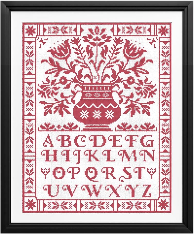 FREEBLOSS 11CT Cross Stitch Kits Flowers and Letters Stamped Cross Stitch Wall Painting Craft Kit Full Range of Embroidery Starter Kits for Adult Beginners with Instruction 15.8 x 19.7inch