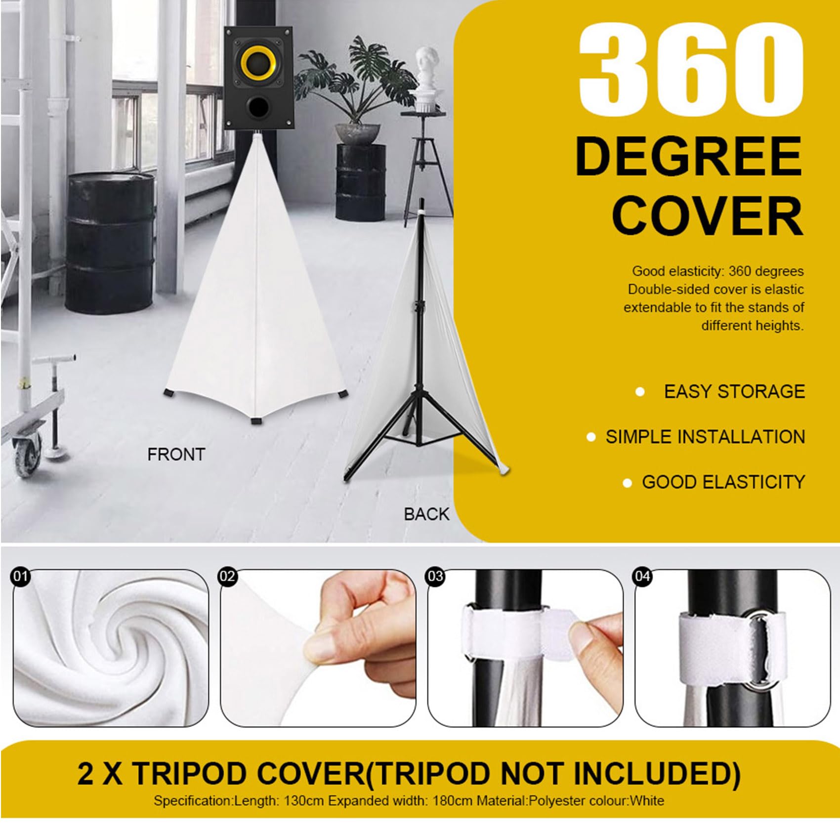 Universale DJ luce altoparlante supporto copertura doppio laterale treppiede supporto gonna scrim copertura materiale estensibile 2 pezzi