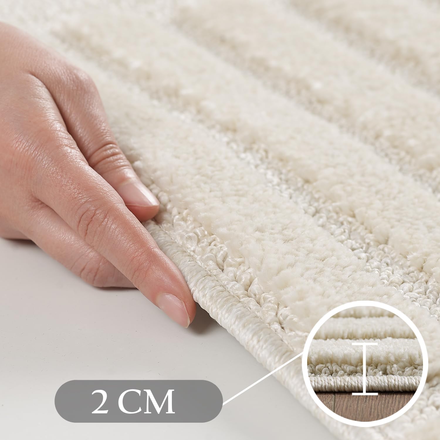 HomebyHome Alfombra Crema 160x230 cm, Shaggy Pelo Largo, Suave y Mullida, Alfombra Grande para Salón Estilo Boho