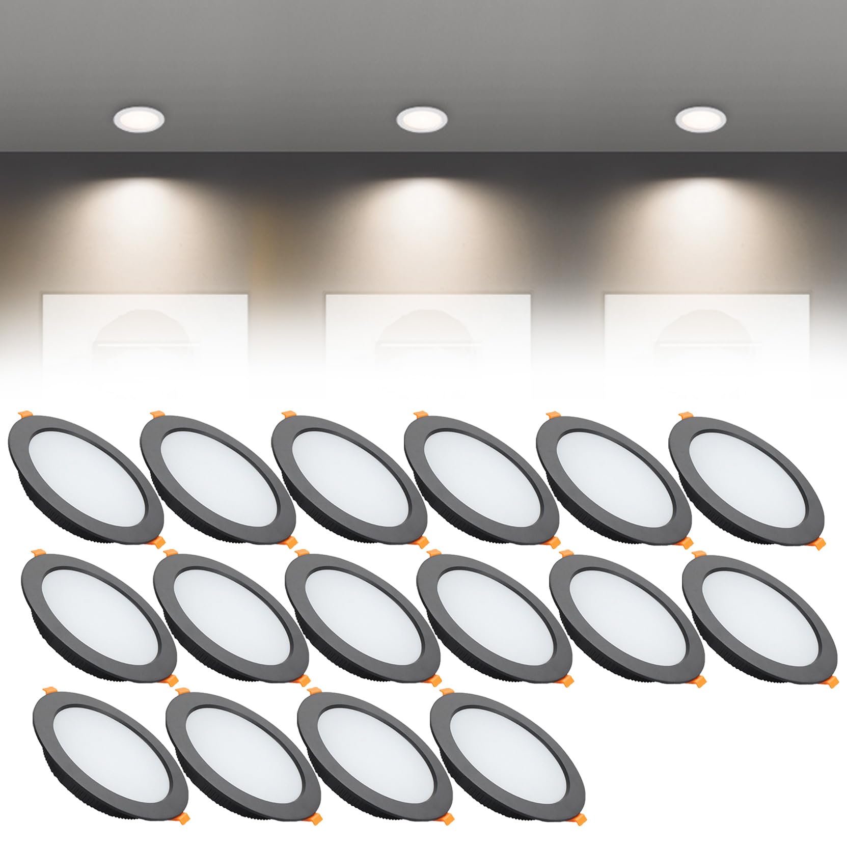 Syibelters 21W LED Recessed Ceiling Lights 180mm Natural White 4000K 21W 240LM, Cut Φ160-170mm, AC110-240V Ultra Slim Downlights, LED Panel Light for Living Room Hallway, 16 Pack