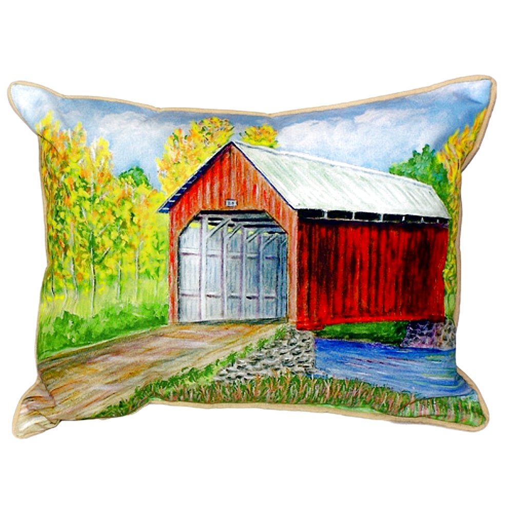Betsy Drake SN028 Dick's Covered Bridge Pillow,11" X14"