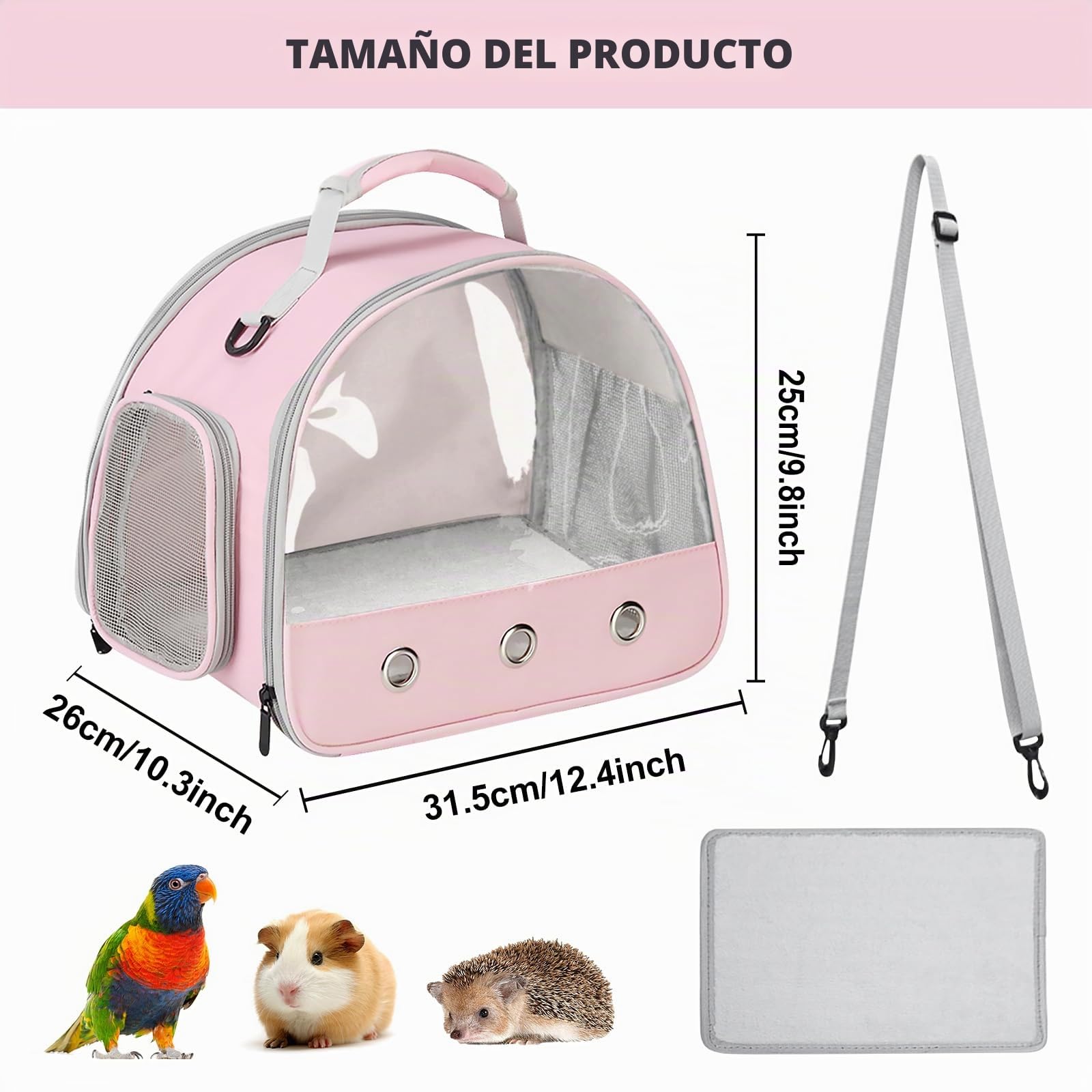Pequeña bolsa de transporte para mascotas y animales pequeños, caja lateral para gatos, bolsa para cobayas