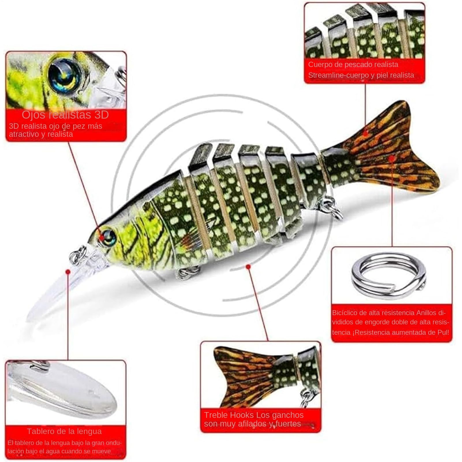 Señuelo de Pesca Autopropulsado Señuelos Wobblers para Pesca de | Carnada Blanda Versátil y Realista para Agua Dulce Perca y