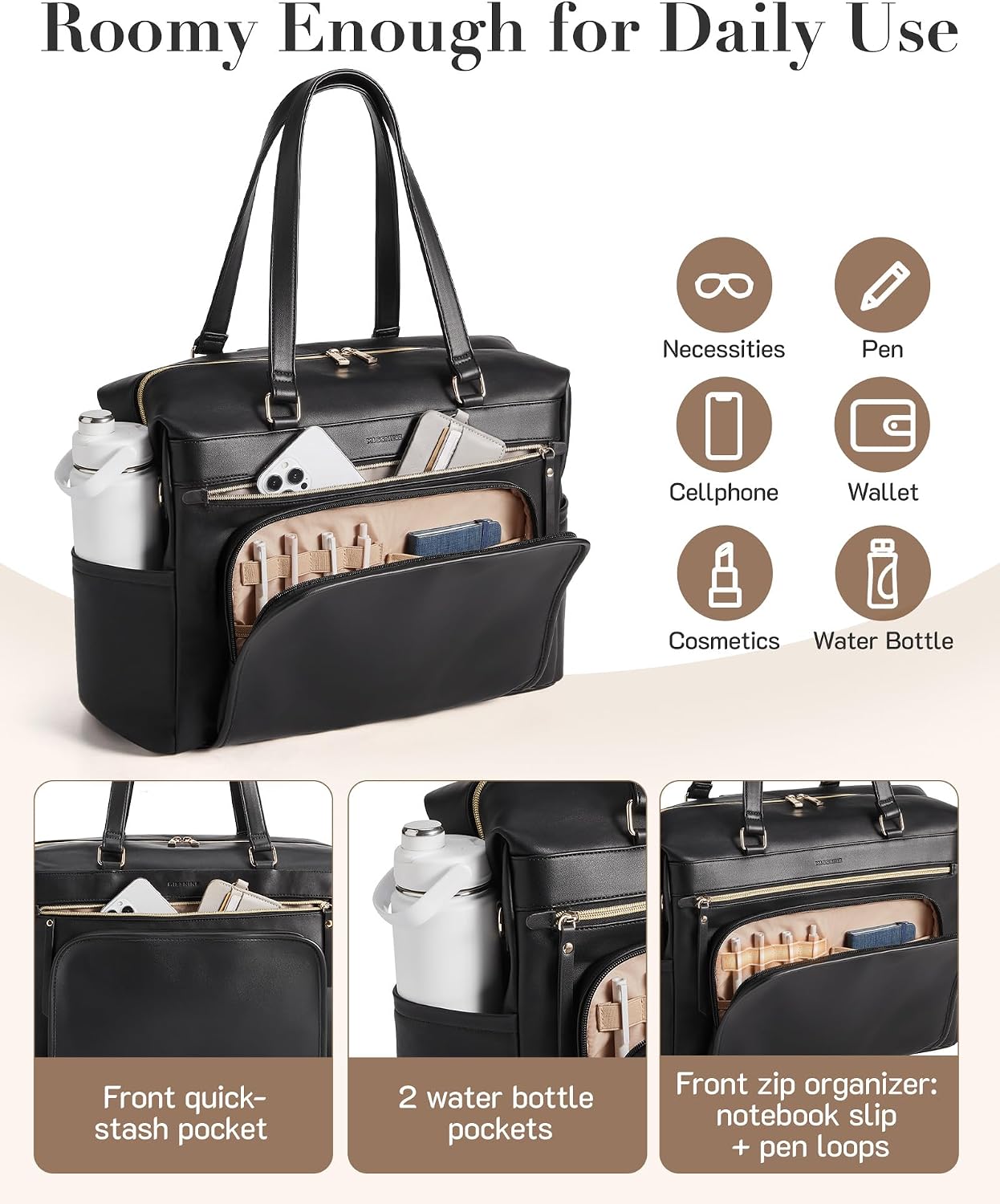 Missnine Teacher Nurse Work Bag Women 15.6" Laptop Tote Briefcase Purse image 5