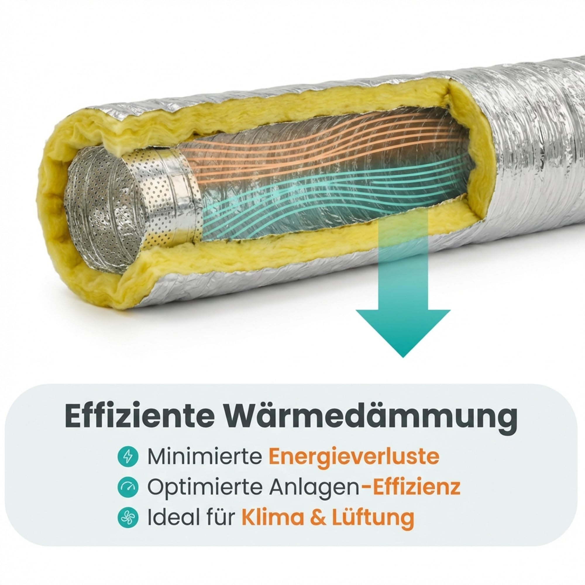 Easy Act Sonoconnect schallisolierter Schlauch Ø 160 mm, Länge 10 m, flexibler, gedämmter Lüftungsschlauch für geräuscharme Klima- und Lüftungssysteme