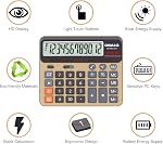 Desktop Calculator Extra Large 5-Inch LCD Display 12-Digit Big Number Accounting Calculator with Giant Response Button, Battery & Solar Powered, Perfect for Office Business Home Daily Use(OS-6815GN)
