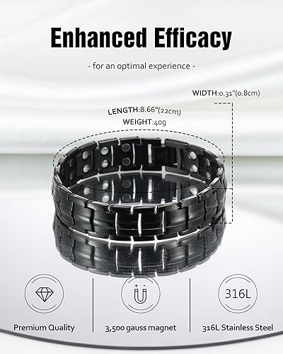 Miniatura 2 de Jecanori Pulseras magnéticas para hombres, pulsera magnética ultra fuerte, regalos de joyería con herramienta de tamaño