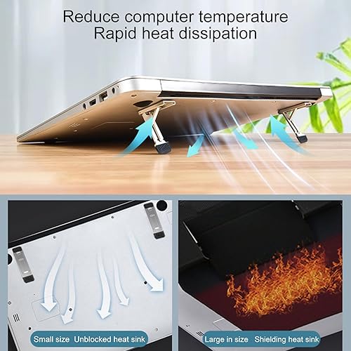 Miniatura 7 de Aluminum Portable Foldable Laptop Stand Invisible Cooling Risers Adjustable Heights Aluminum Laptop