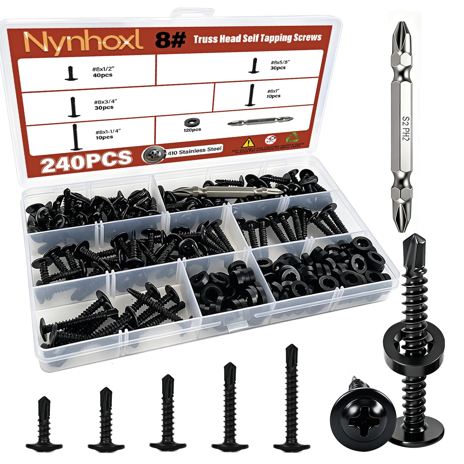 Self-Tapping Screws - 300 Pack #8 x 3/4" -7