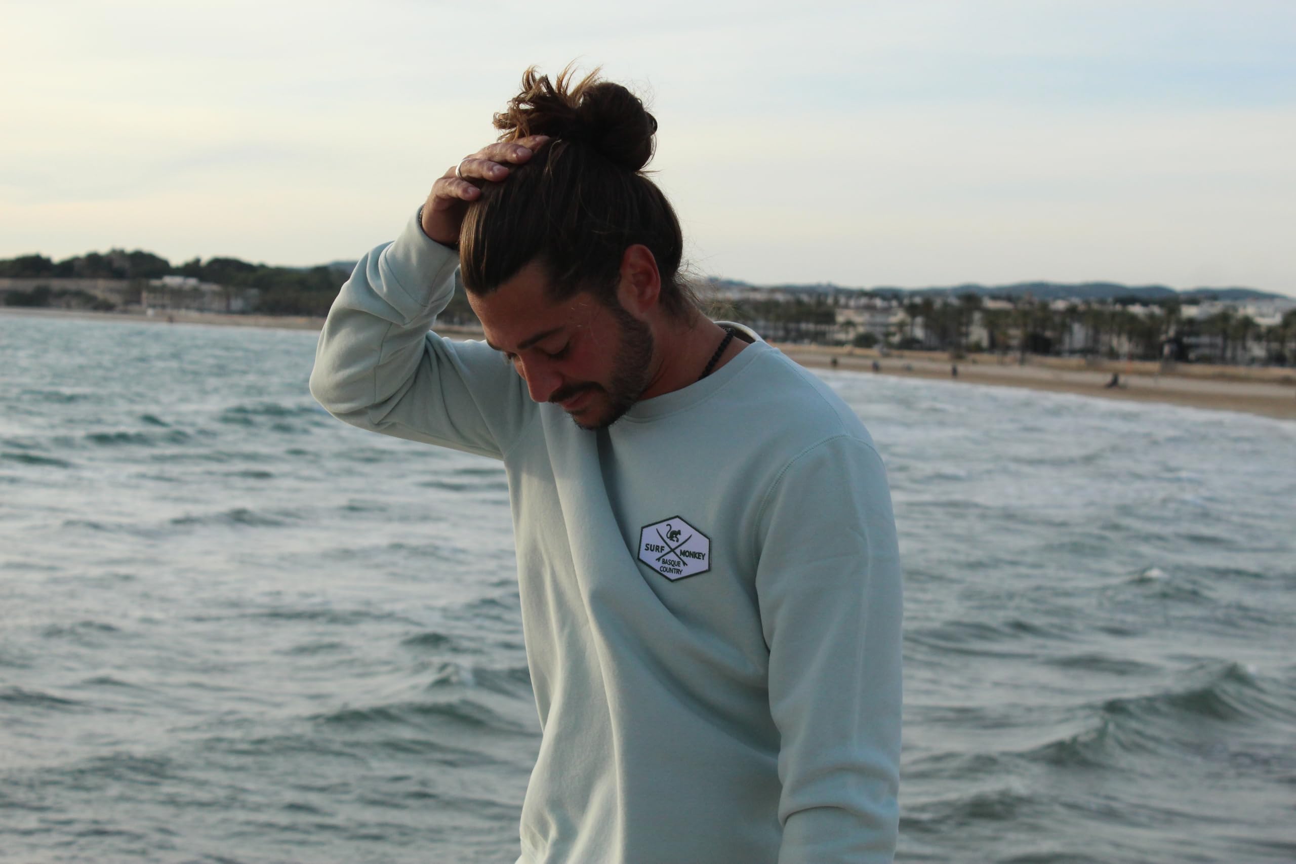 Surf Monkey Sudadera con Cuello Redondo Parches