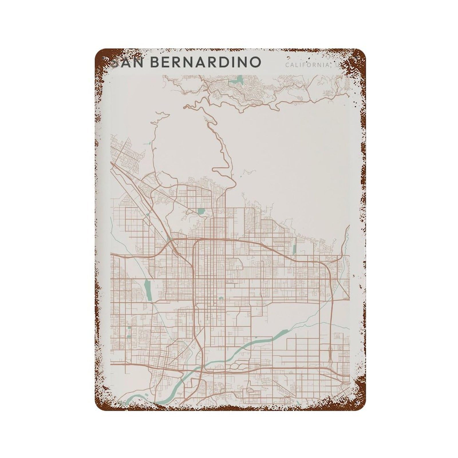 xiaoxiaoshen San Bernardino Map California Travel Gift Farmhouse Decor Wall Decor Art Metal Tin Poster Modern Home Decor Art Home Bar Shop Decorations Vintage Sign 40x30cm