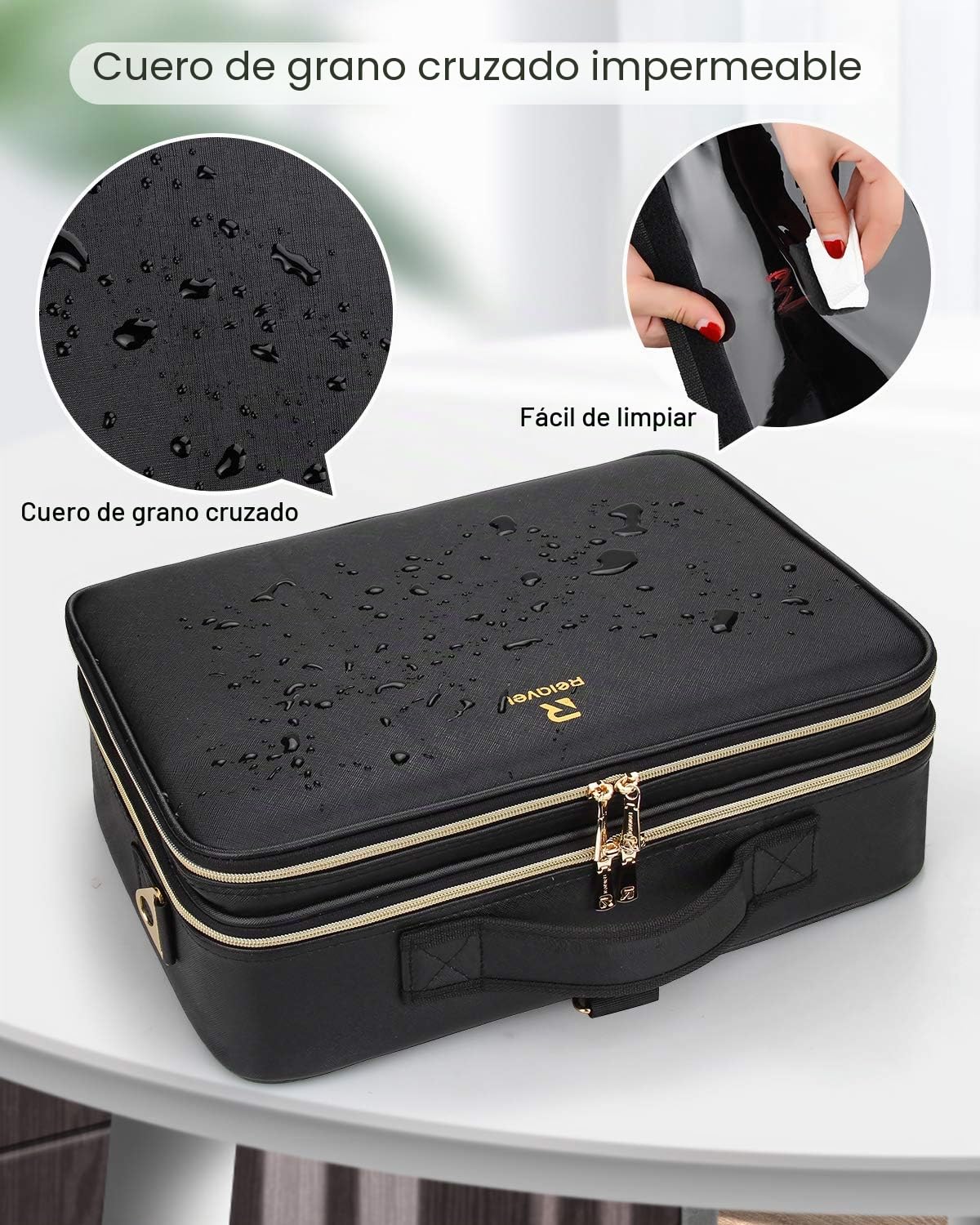 Relavel Neceser Maquillaje Organizador - 15.7 Inches, Bolsa de Maquillaje Profesional, Maletín Cosmético Impermeable con Divisores Ajustables