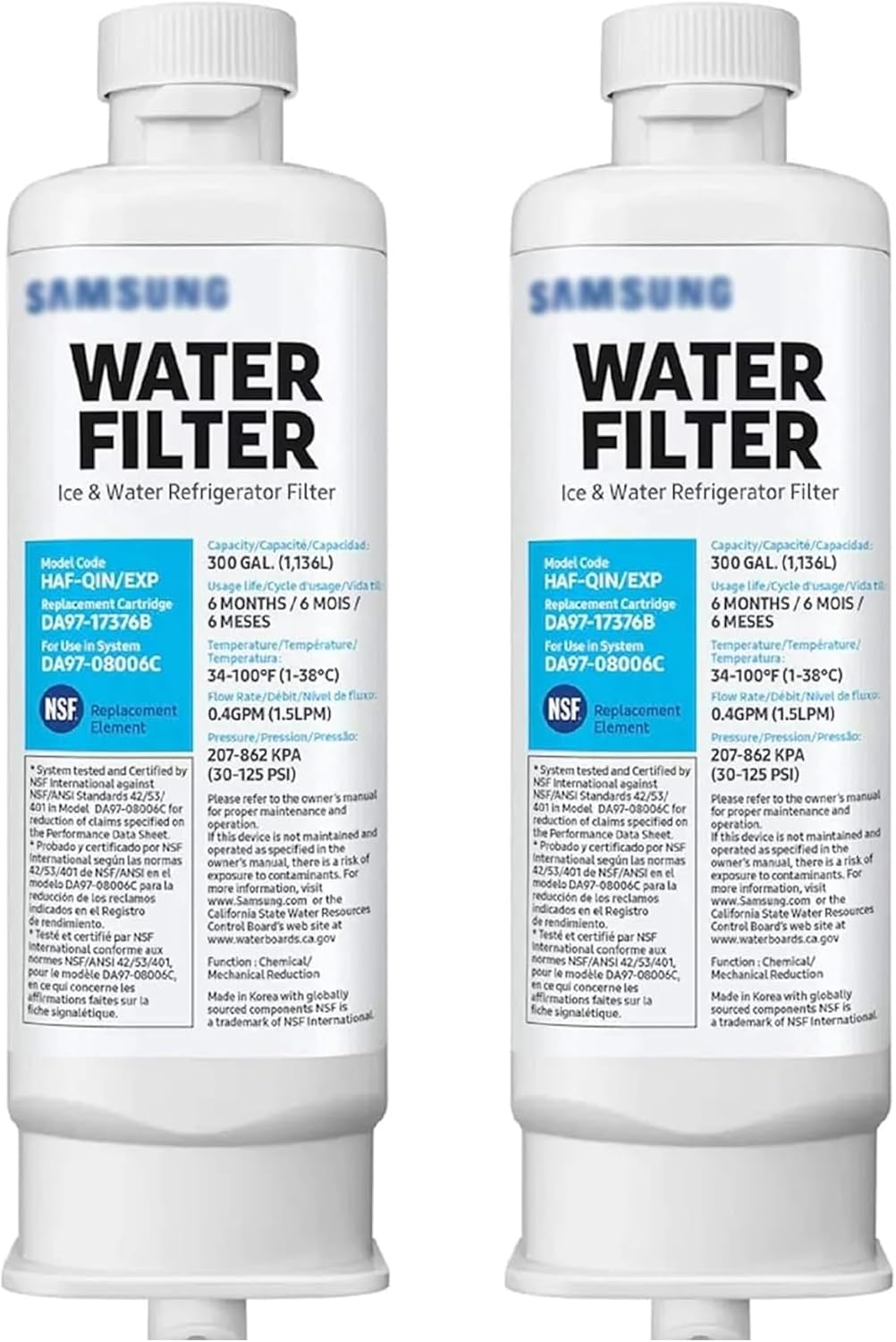 Water Filter Replacement for Samsung DA97-17376B, HAF-QIN/EXP, DA97-08006C, RF28R7201SR, RF28R7351SG, WD-F45, Refrigerator Water Filter (2)