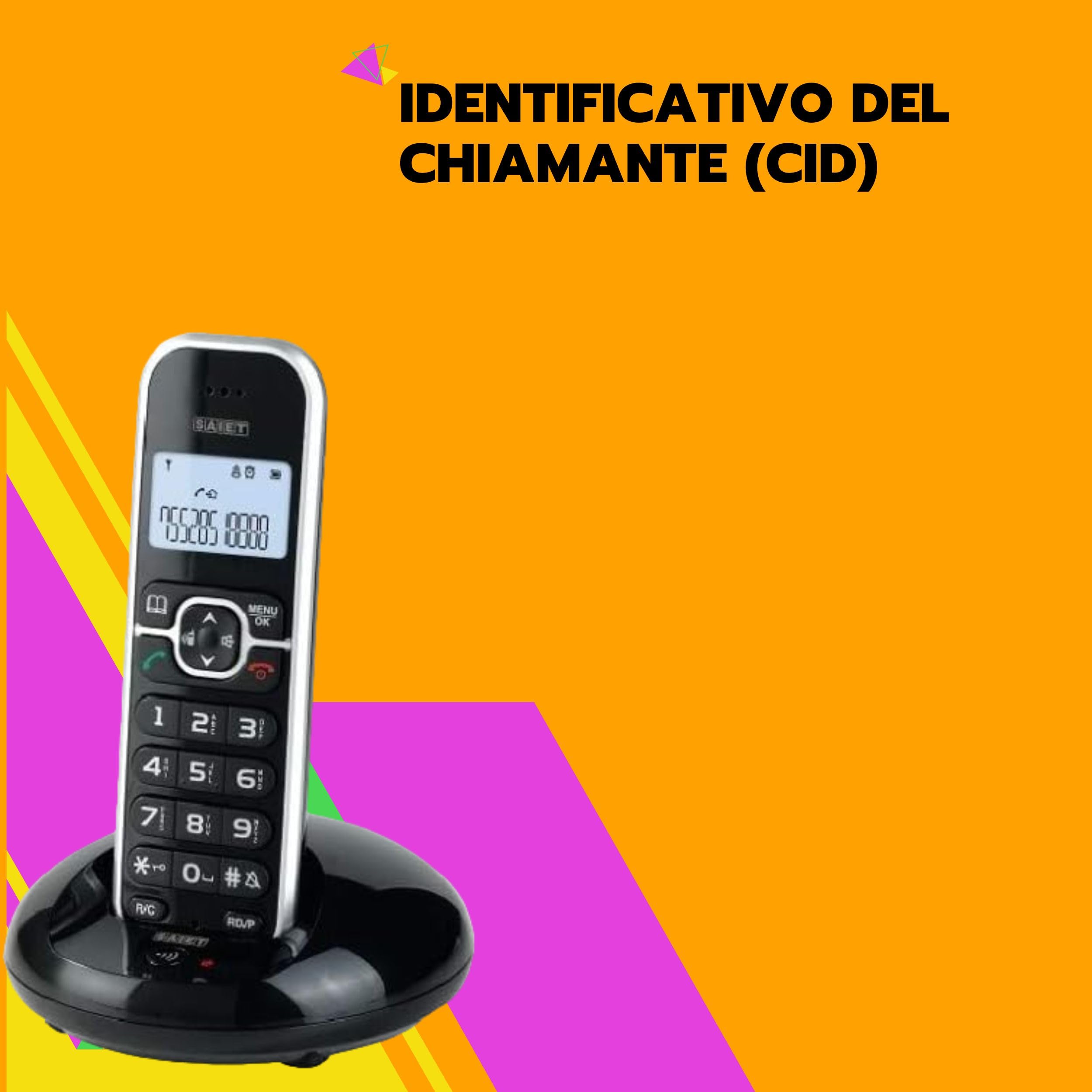 SAIET - Telefono Cordless Casa e Ufficio 3660 LEM - con Vivavoce e Audio Amplificato - con Tasti Grandi e Schermo Intuitivo