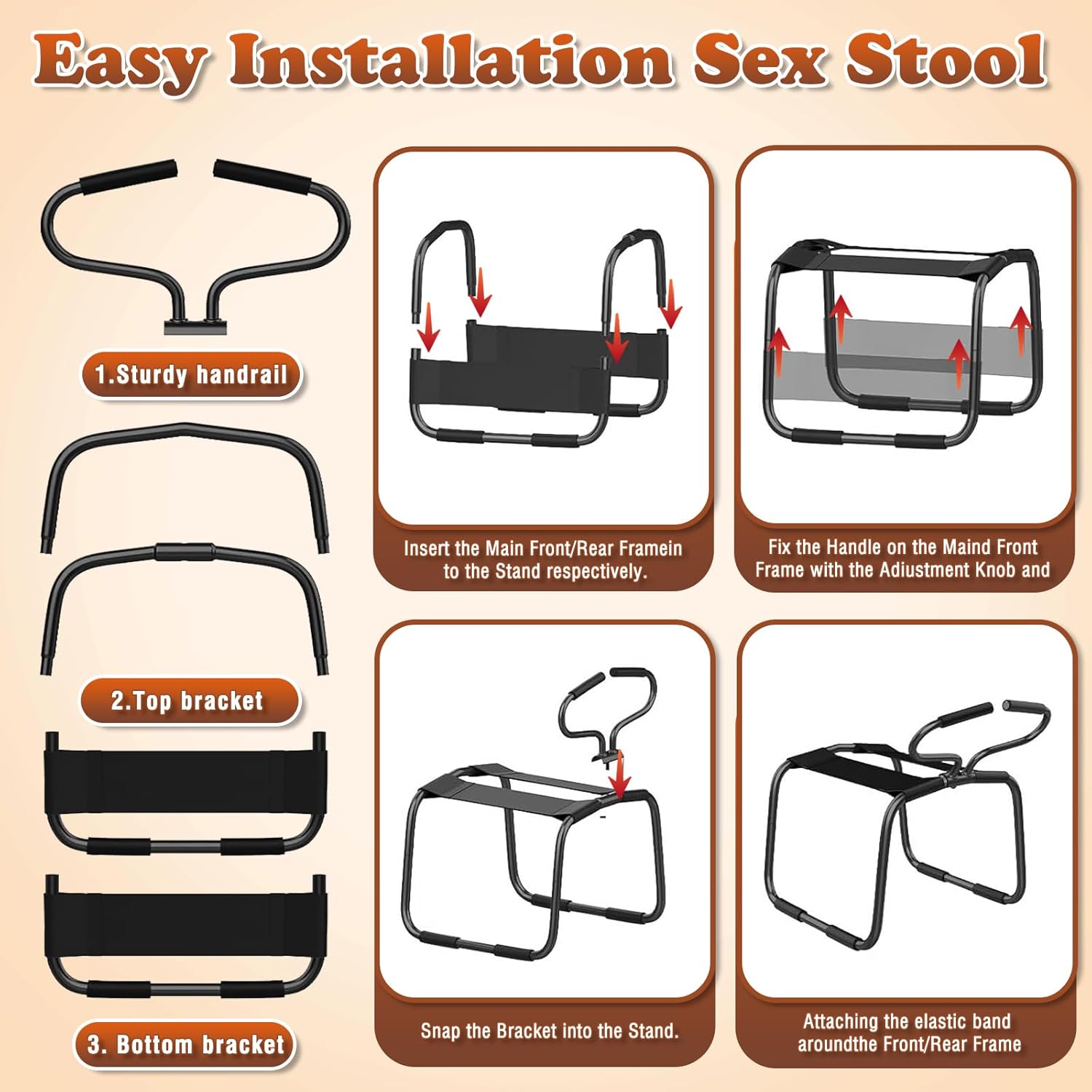 Multifunction Sex Chair, Couples BDSM Riding Sex Toys Sex Position Enhancer Chair with Bouncing Mount Sex Seat, Adjustable Weightless Sex Stool with Sex Cushion Sex Furniture for Bedroom