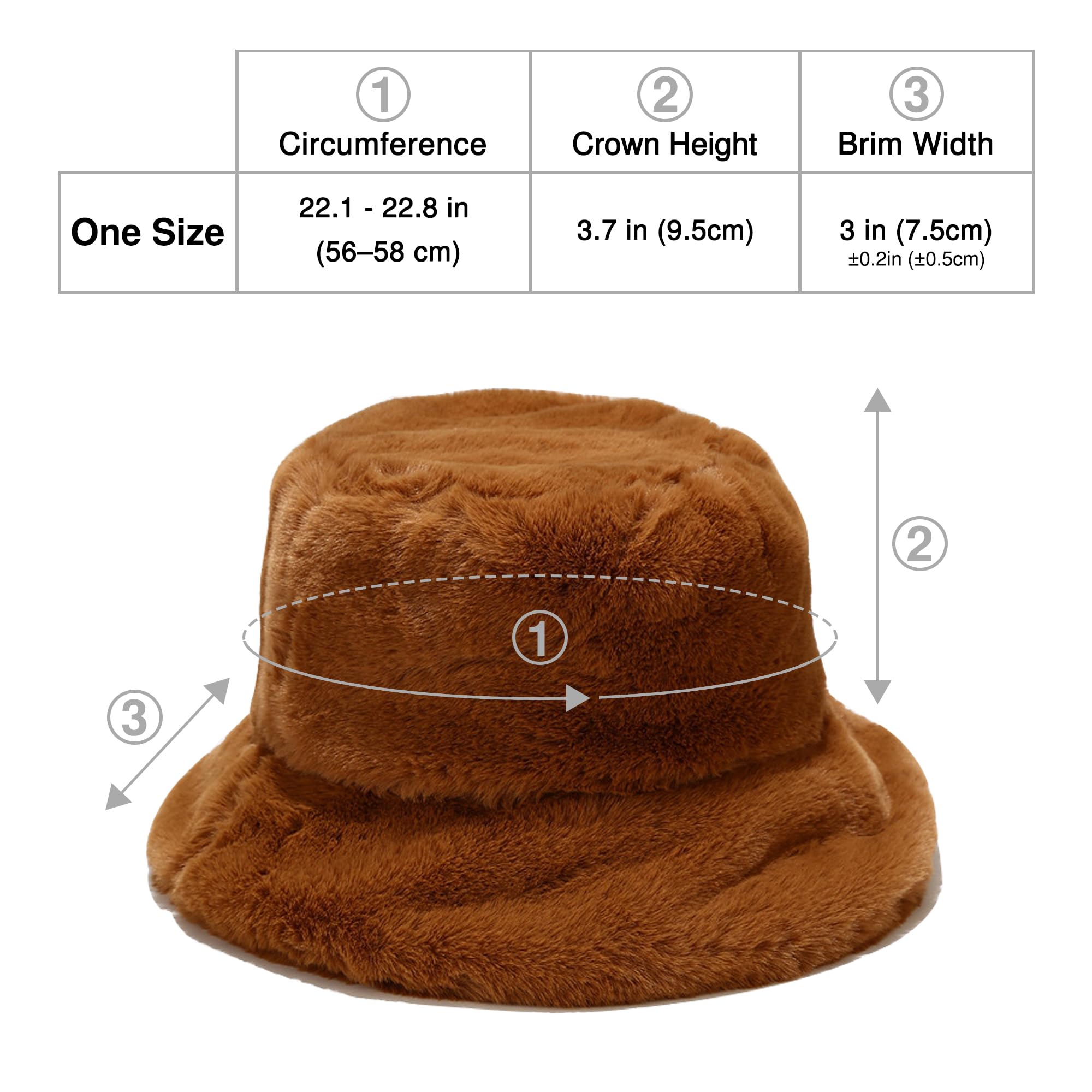 Umeepar Winter Faux Fur Fuzzy Bucket Hat Fluffy Warm Hat for Women Men