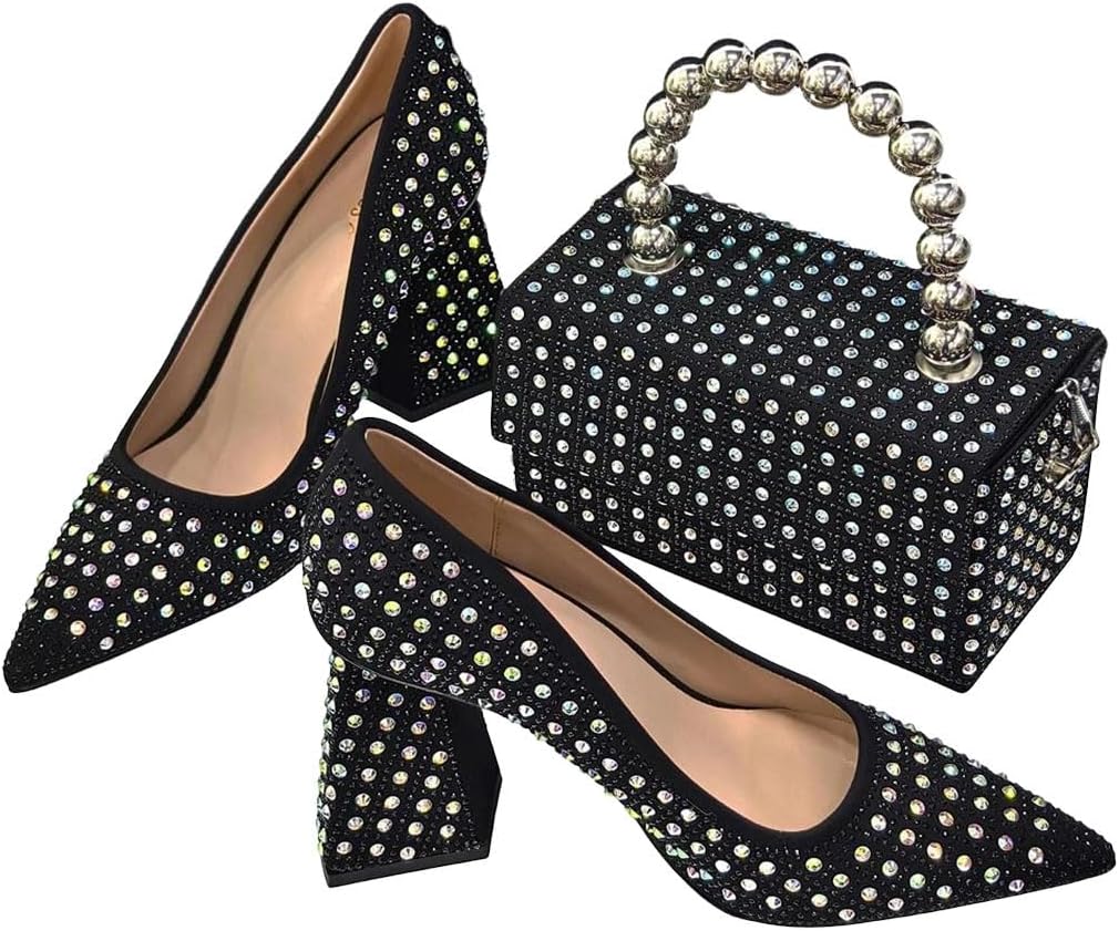 Womens Nigerian Heel Party Set Crystal Handbag Italian Wedding Design