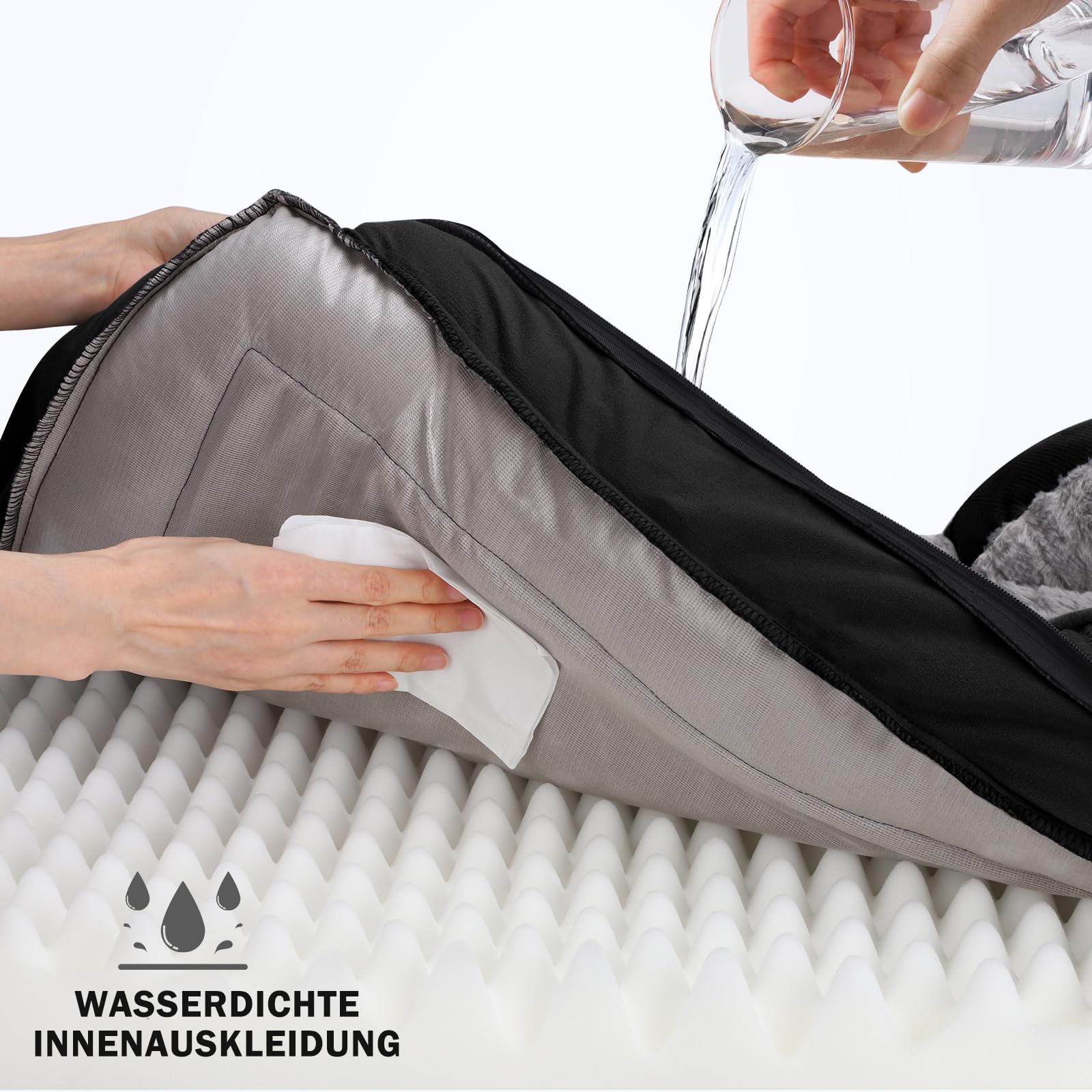 JOEJOY Letto ortopedico per cani di taglia media, divano per cani in memory foam, letto per cani ortopedico rimovibile e lavabile, 89x64x17 cm, cuccia per cani a forma di uovo antiscivolo, nero