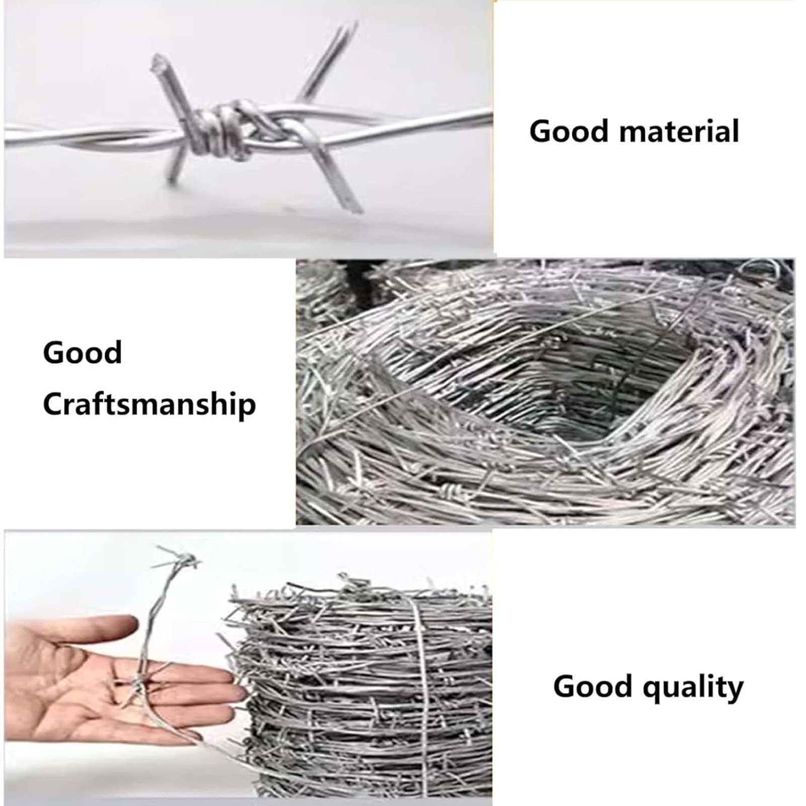 Alambre De Espino, Rollo De Alambre De Púas, Doble Cadena Acero Galvanizado, Fácil De Doblar Alambre De Púas para Patio O Manualidades, Seguridad Ganadera/Doméstica (200m)
