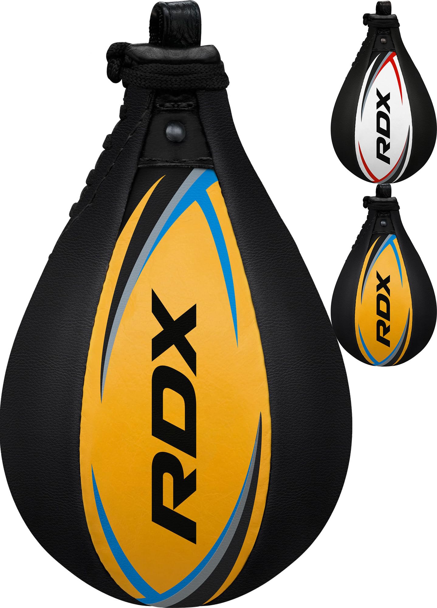 RDXSpeed Bag Boxing Ball with Hanging Swivel Set, Genuine Leather Dodge Striking Mount Kit Heavy Duty, MMA Muay Thai Punching Fitness Workout Kicking Martial Arts Training
