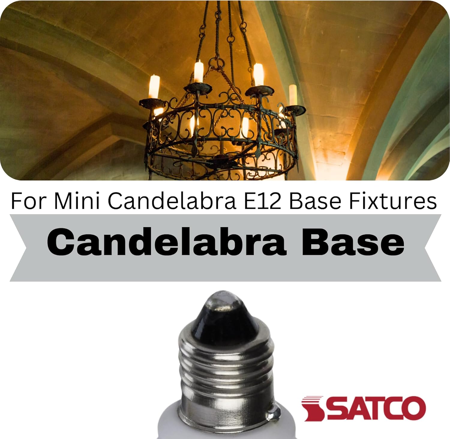 Satco 5W T6 LED Mini Candelabra Bulb, Clear Finish, 5000K Natural Light, 120 Volt, Residential Commercial, Indoor Enclosed Fixtures, Damp Locations, Chandeliers, Pendants, Accent Lighting (10 Bulbs)
