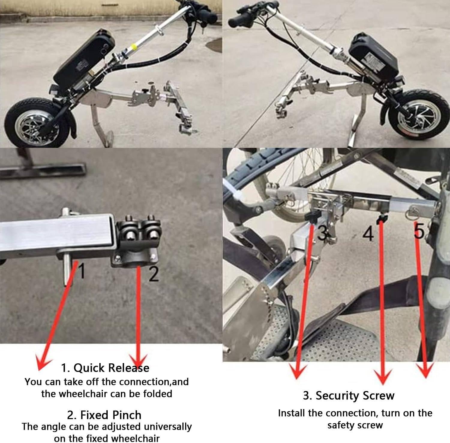 500w Extractor De Silla De Ruedas, Handbike Eléctrica para Silla de Ruedas, Acople motorizadas para Silla de Ruedas, Convertir Silla de Ruedas Manual en eléctrica con la luz Delantera,A