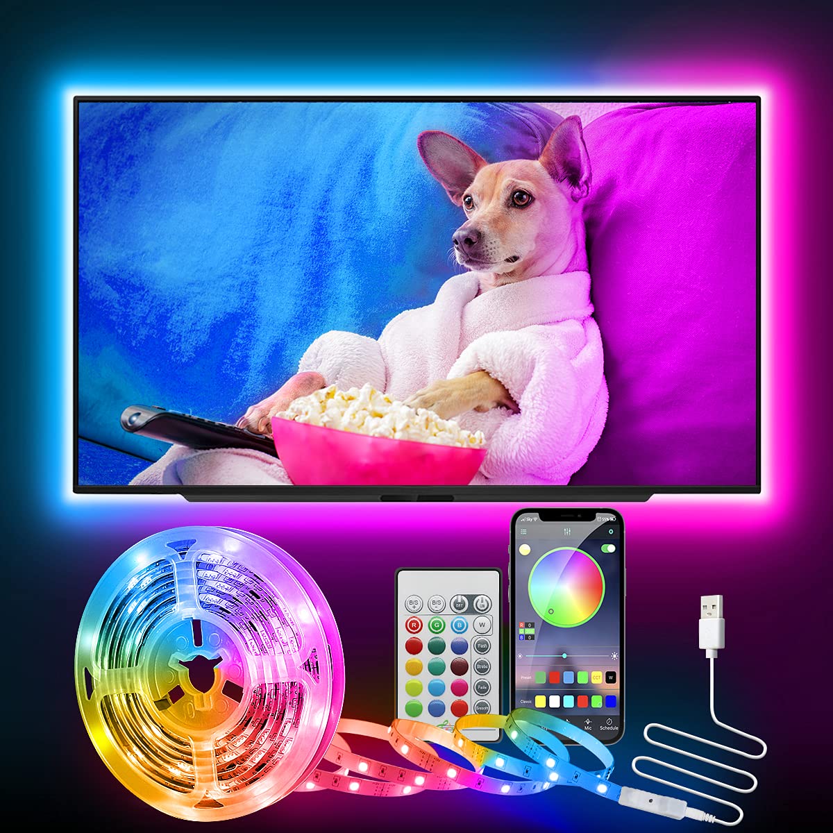 Buy LED TV Backlight, CGN 2.5M Monitor LED Strip Lights 8.2FT USB RGB