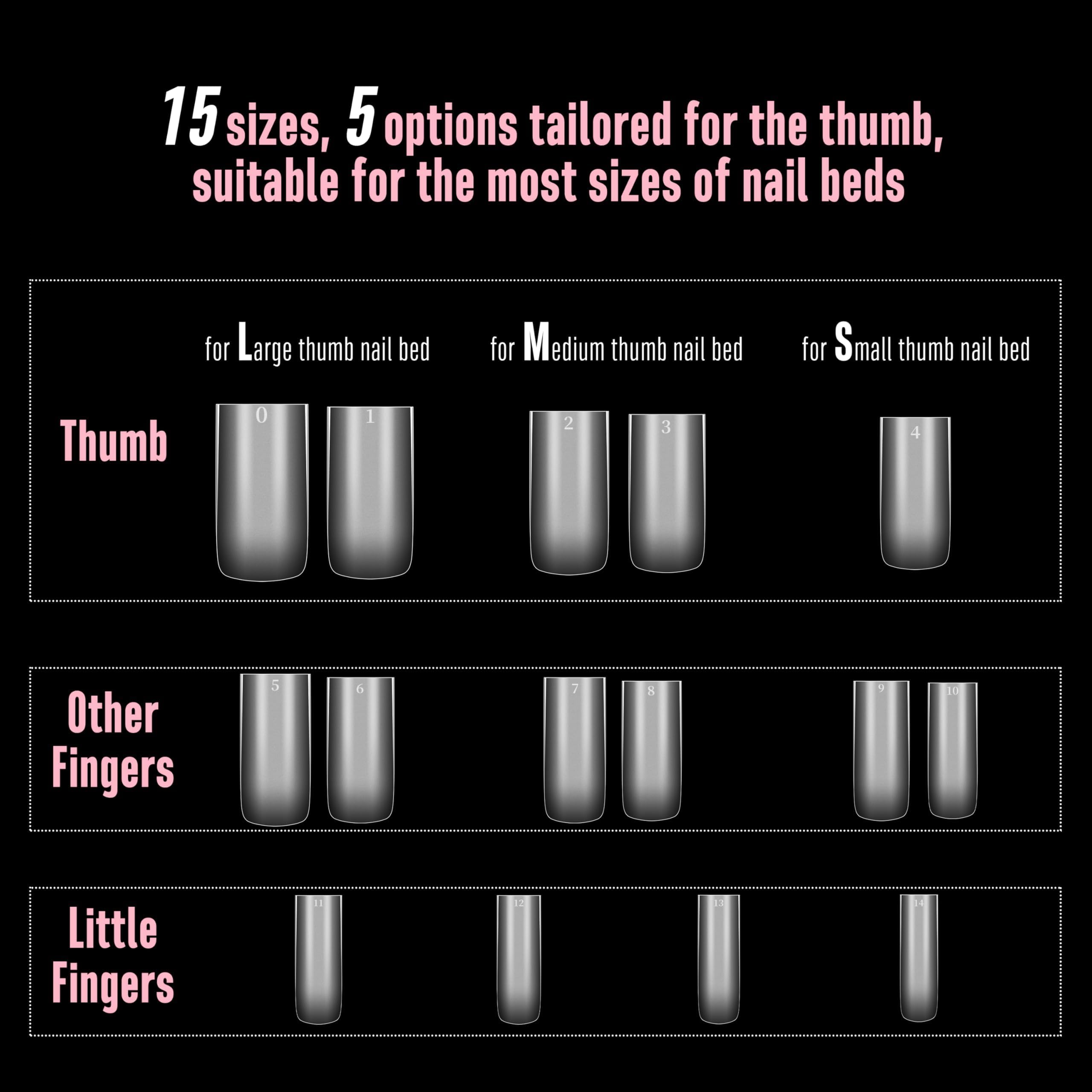 NOVO OVO Sharp Square Medium Nail Tips Press on, Natural (Not Sculpted) No C-Curve Soft Gel podwójnie matowe sztuczne przedłużenie paznokci, pełnokrywające paznokcie do salonu DIY manicure, 15