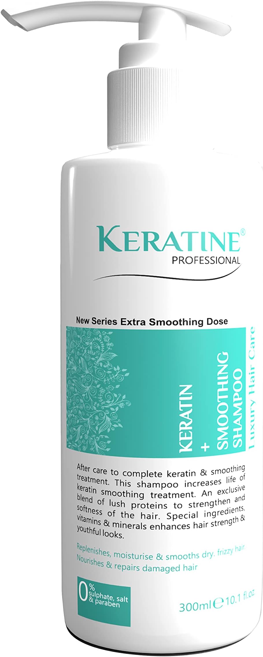 KERATINE PROFESSIONAL Shampoo| Infused with Keratin, Almond Oil, Jojoba Oil and Shea Butter for Curly Wavy and Straight Hair - Sulfate Free Shampoo for Dry Damaged or Color Treated Hai –Made in India
