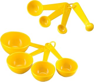 Supreme Housewares 8-Piece Multi-Purpose Liquid and Dry Melamine Measuring Cups and Spoons Set, Home Essentials Cooking and Baking Tools, Measuring Set (Beehive)