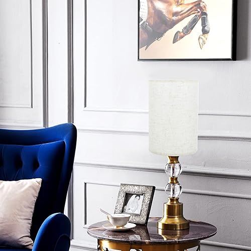 Miniatura 9 de 1 unids de lino cubierta cilíndrica tela de lino lámpara pantalla de lino natural pantalla pantalla lámpara conjunto para mesa lámpara de pie