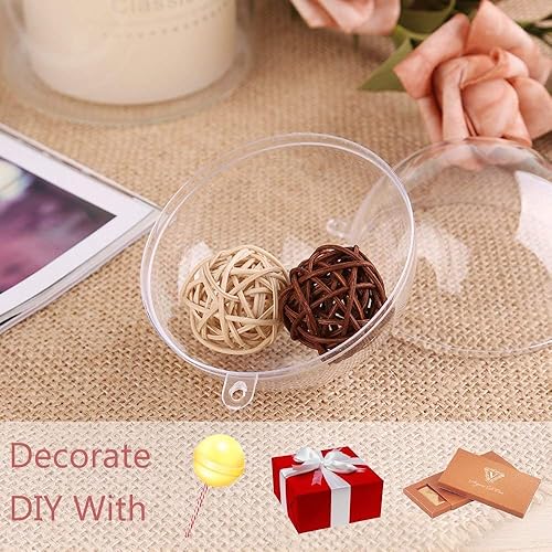 Miniatura 7 de Uten 20 adornos rellenables de plástico transparente, bola de árbol de decoración de Navidad, bola de manualidades, para Nochebuena, Año Nuevo,