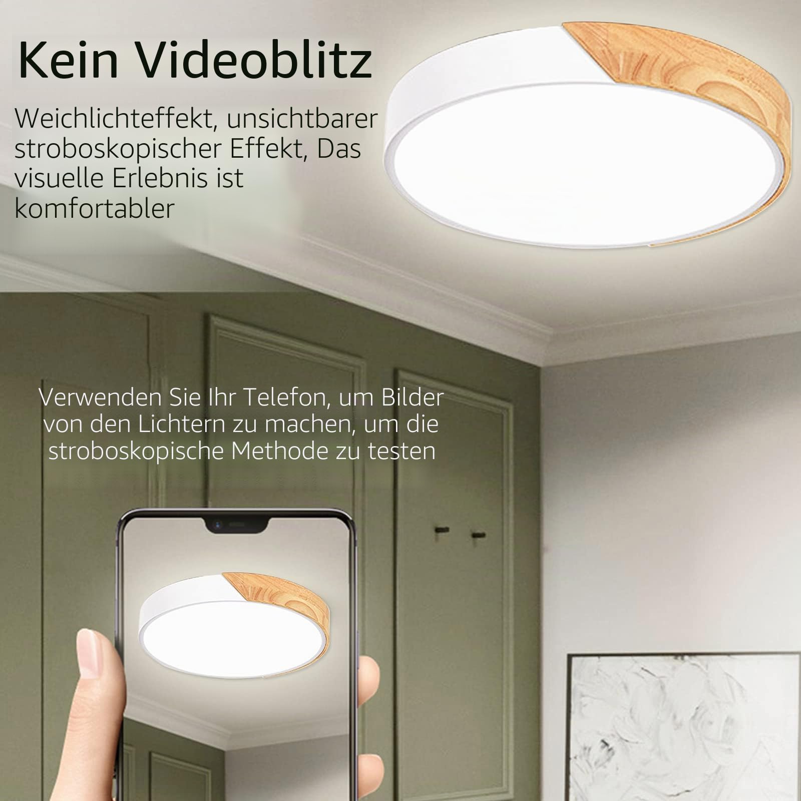 Style home 36W LED Deckenleuchte dimmbar mit Fernbedienung Ø40x4cm Holz
