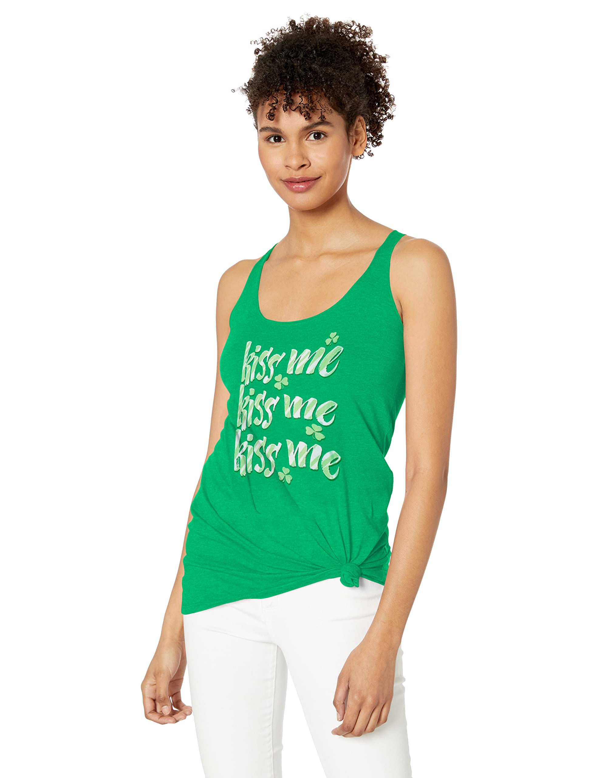 LOST GODS Women's St. Patrick's Day Kiss Me Three Racerback Tank Top