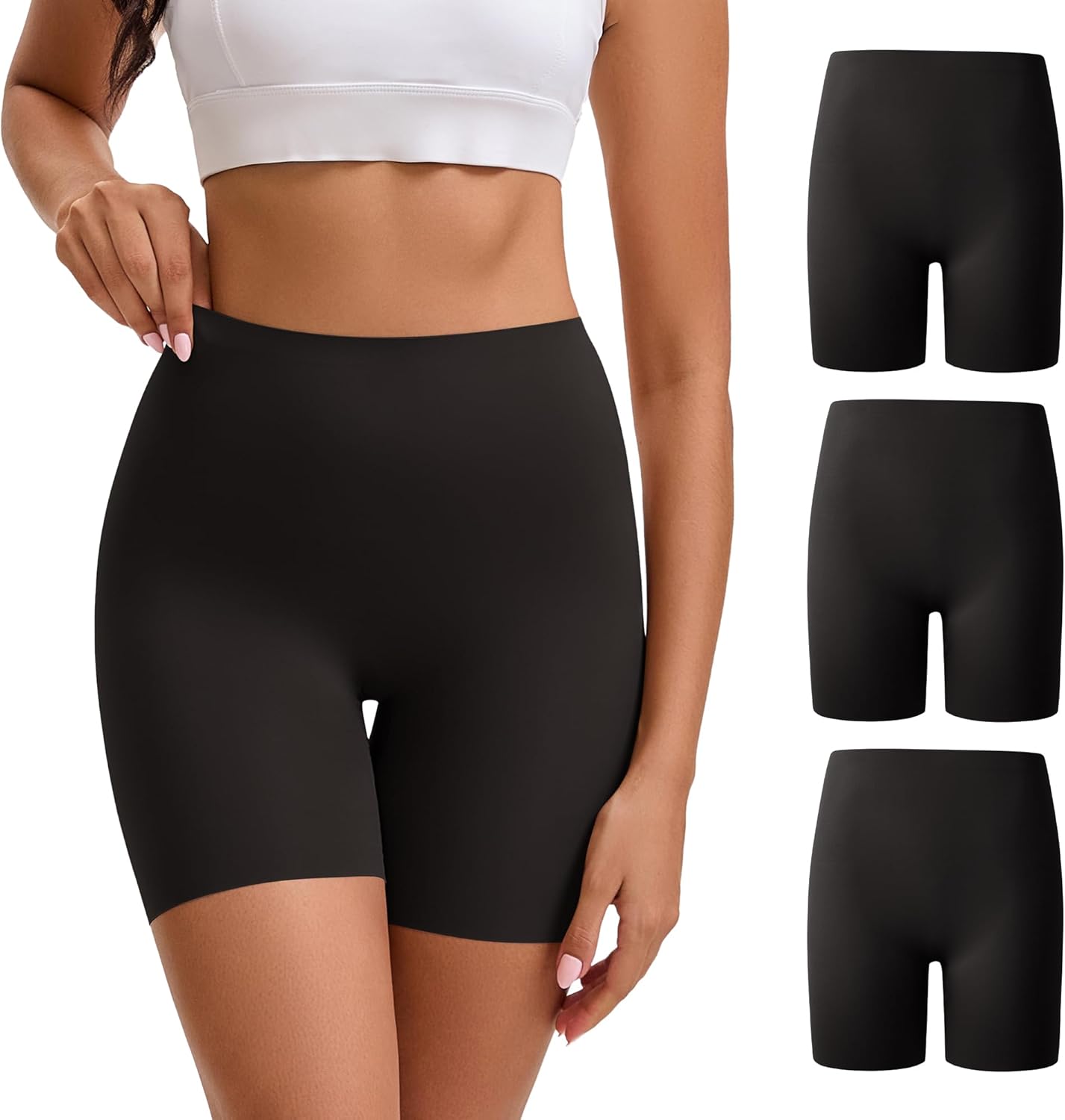 Women's Boyshorts Underwear High Waisted Seamless Boxer Briefs Panties 3-Pack