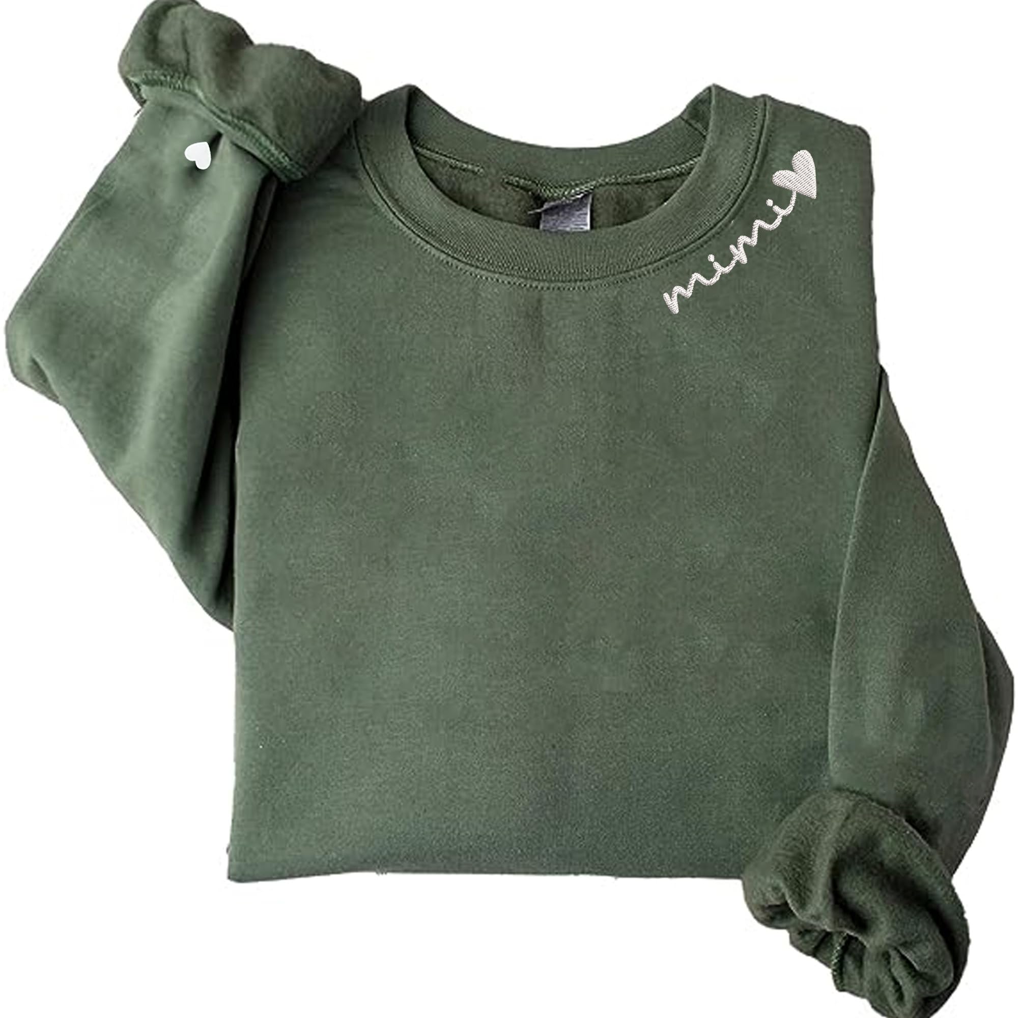 GodLover Personalized Embroidery Grandma-Nana-Mimi-Gigi-Granny With Heart Sweatshirts Grandma Gift Mothers Day