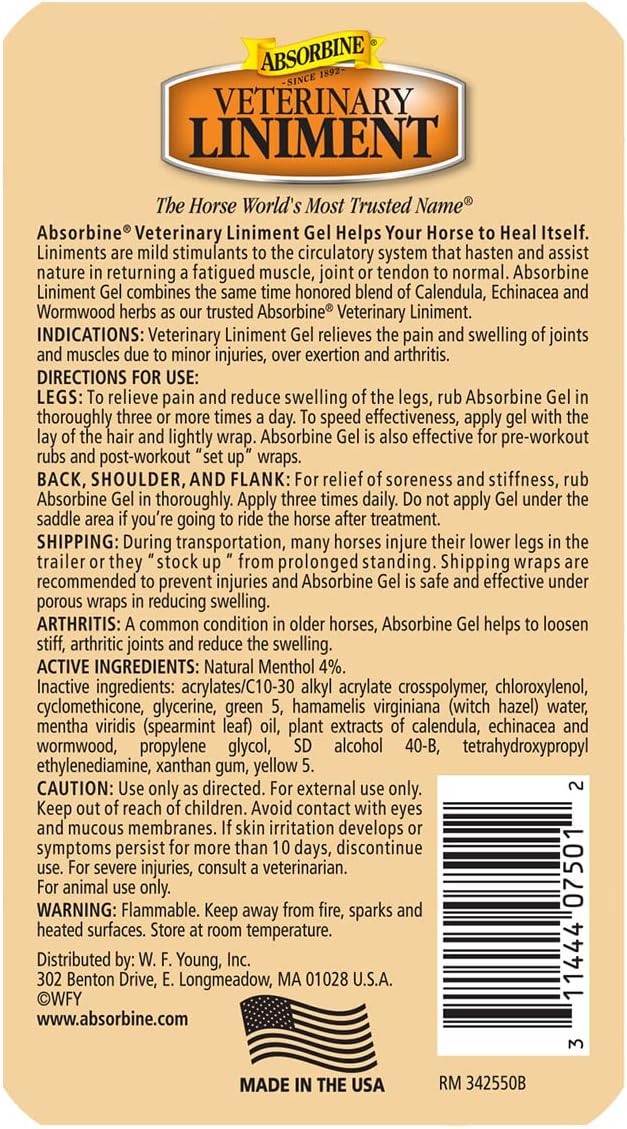 Absorbine Gel Linimento Veterinario con Mentol para Caballos miniatura 5