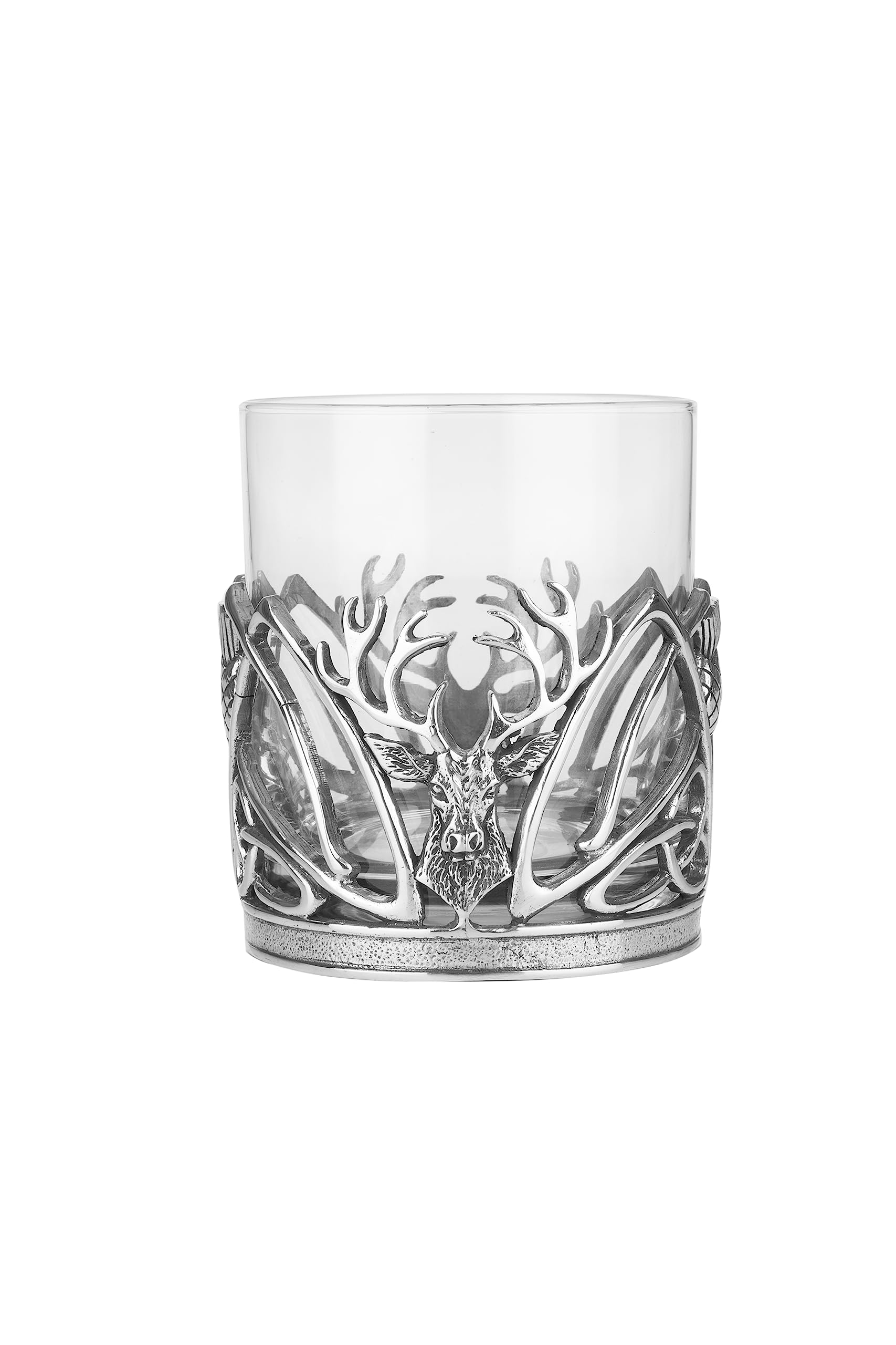 Verre à whisky cerf en étain A E Williams | Cristal lourd haut de gamme