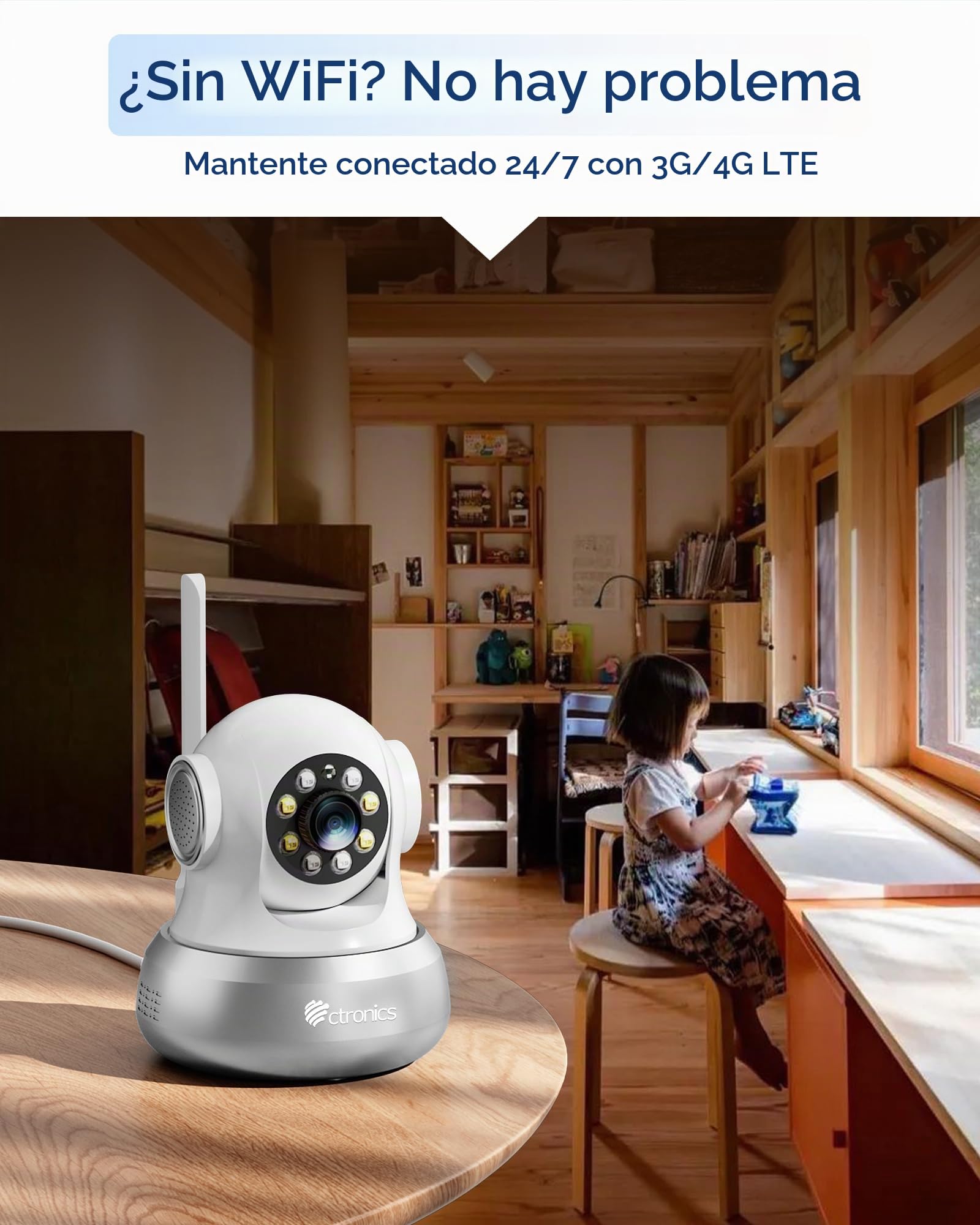 Ctronics 4G Cámara de Vigilancia Interior con SIM, Auto-Tracking