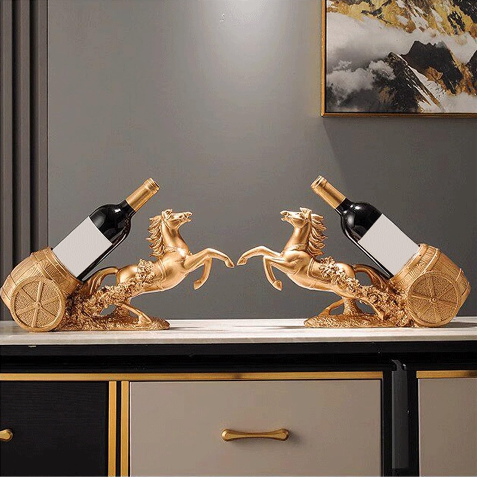 Ripiano portaoggetti Portabottiglie da tavolo decorativo for vino for cucina Wine Bar all'interno del mobile(Gold)